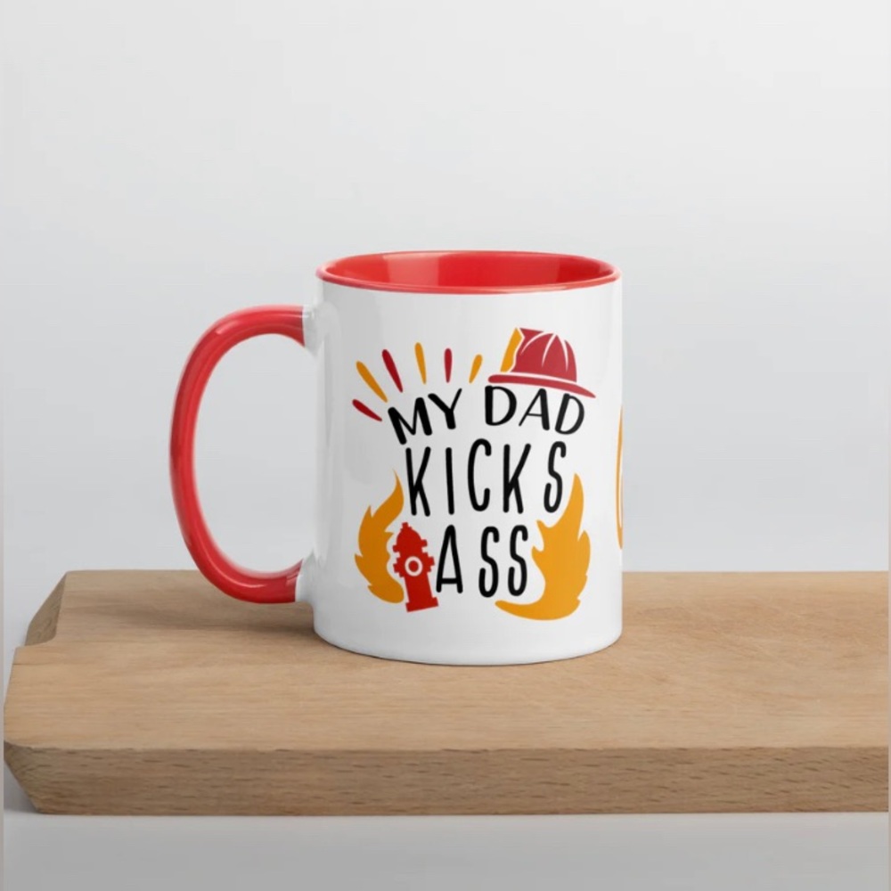 FireFighter, Custom Graphic Drinkware "My Dad Kick Ass” Mug